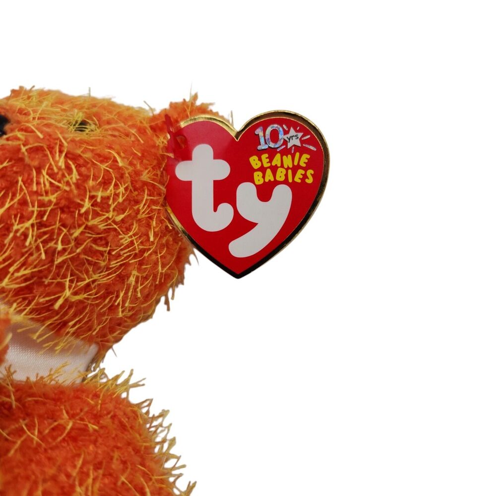 Ty Beanie Baby Pappa Bear Orange 2002 MWMT Father's Day Retired 04593 with Tie - Picture 8 of 11
